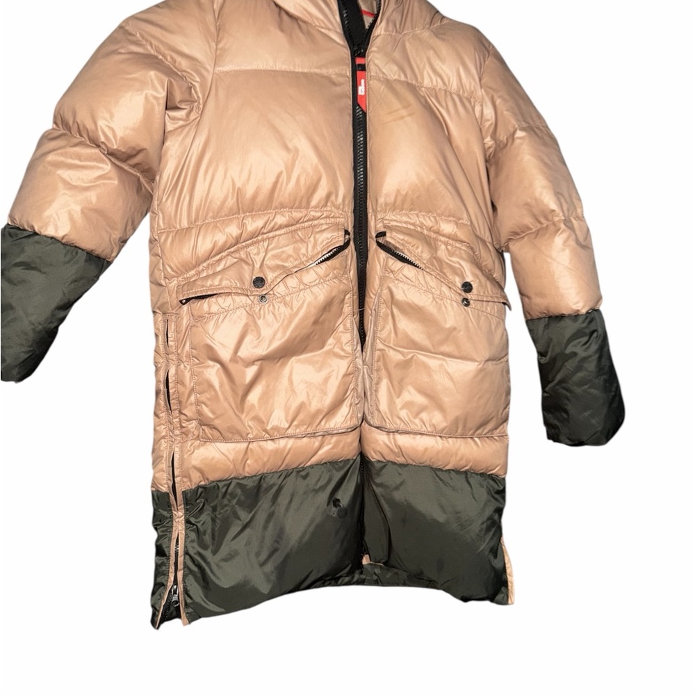 AI Riders on the Storm Tan and Green Puffer Jacket